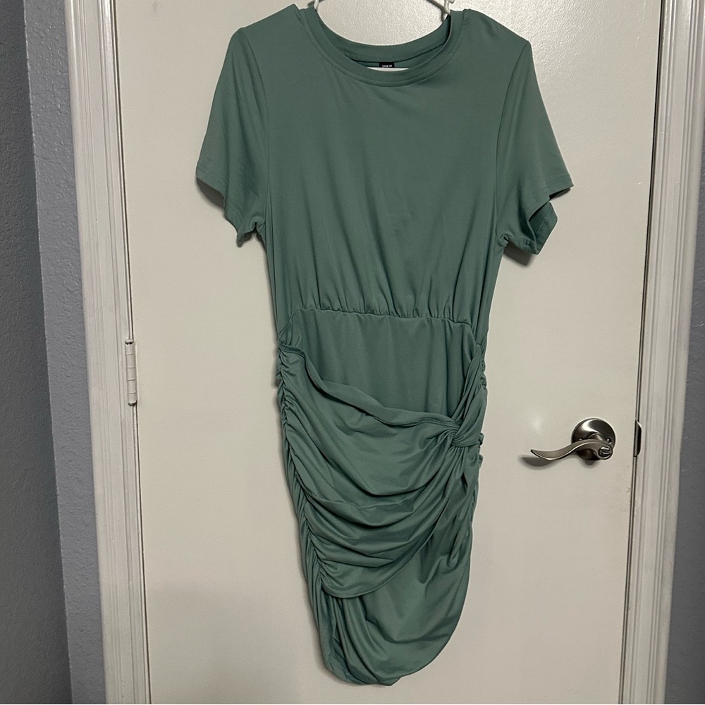 Elegant Green Ruched Dress